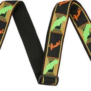 Fender Tracolla Neon Monogrammed Green Orange Strap Offerta